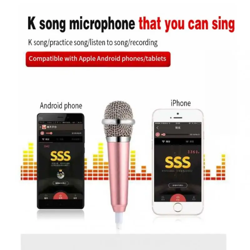 Portable 3.5mm Stereo Studio Microphone Earphone KTV Karaoke Mini Microphone for Phone Laptop Computer Desktop Small Size Mic