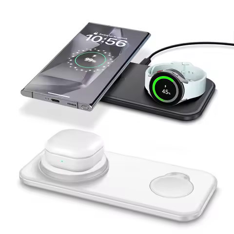2 in 1 Wireless Charging Station for Samsung Galaxy S24/S24+/S23 Ultra/S22/S21, Galaxy Watch 7/6 Pro/5/4/Active2/1, Buds 3 Pro