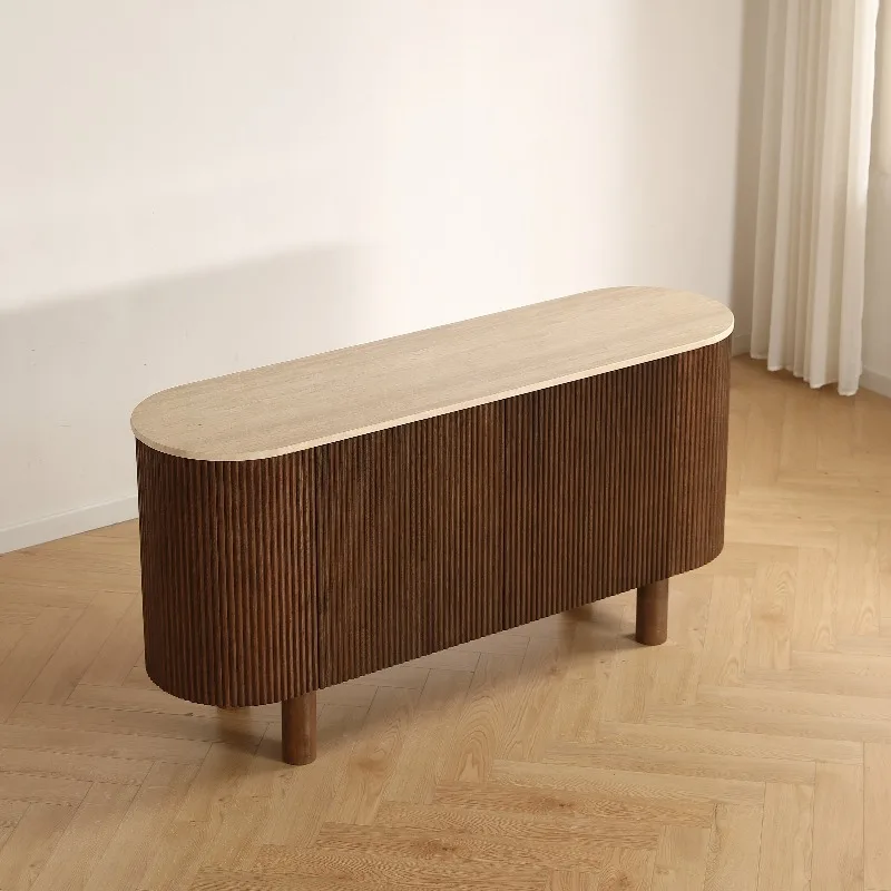 

High-end simple modern wood walnut color sideboard home villa restaurant locker