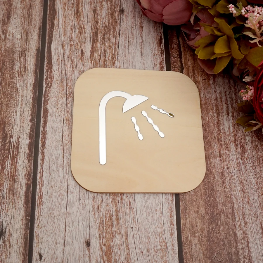 4 مللي متر علامة الحمام الخشب الحمام تسجيل الاكريليك ثلاثية الأبعاد الذهب الأسود الفضة ارتفع الذهب مرآة سطح ملصق غرفة الاستحمام العامة باب ديكور #4