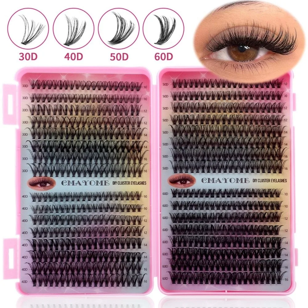 New Bond and Seal False Eyelashes 10-16mm 5D Fluffy Cluster Lashes Kit Mixed Tray Natural Look Faux Mink Lashes Makeup Tool view 4