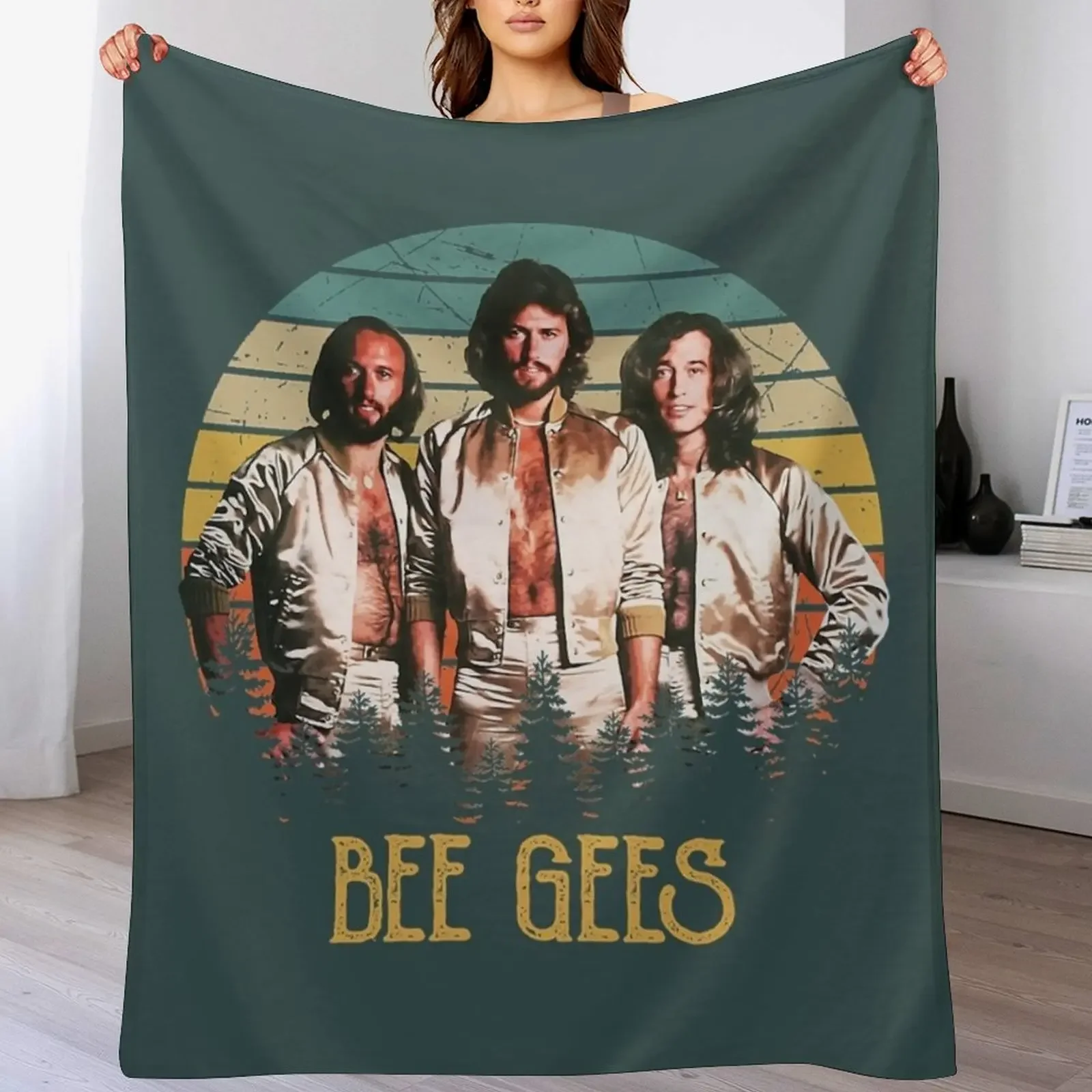 

Vintage Live Andy Bee Gees Band 80s Gift Men Women Throw Blanket Decoratives Cute Plaid Cute Blankets