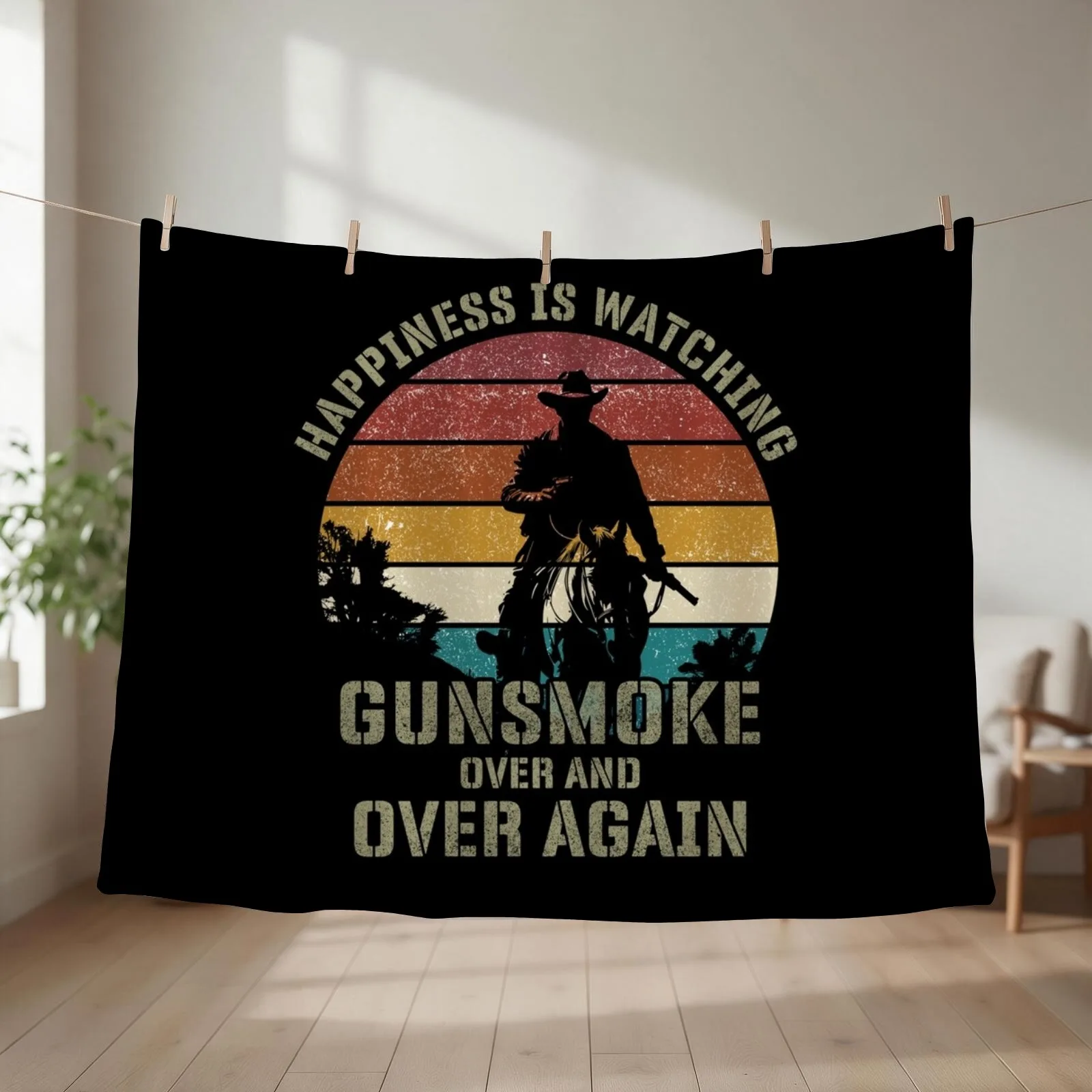 Happiness Is Watching Gunsmoke Over And Over Again Throw Blanket Kid'S Picnic For Sofa Thin christmas decoration Blankets