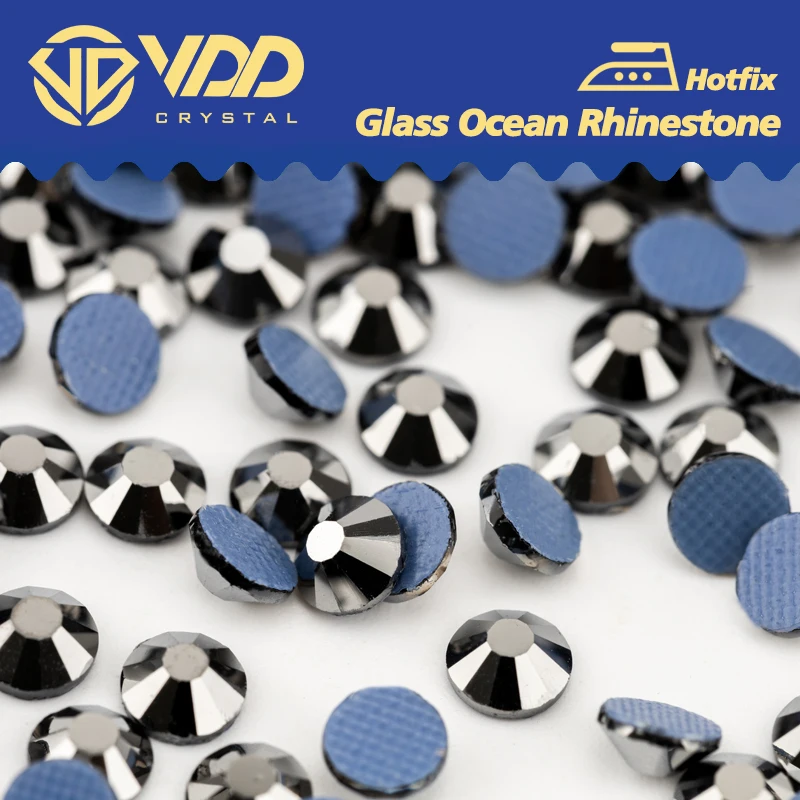 VDD 065 Hematite High Quality Hot-Fix Glass Rhinestone Crystal Flatback Strass Stones DIY Garment Decoration Wedding Dress