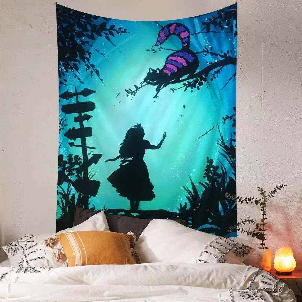 A-Alice in Wonderlands Cartoon Tapestry Wall Hanging Decoration Household Home Decor