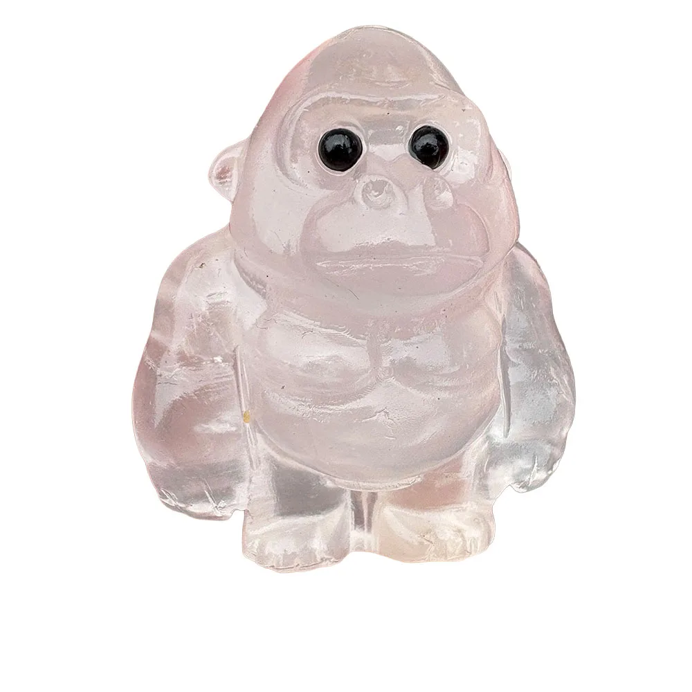 Custom Natural Clear Quartz Gorilla Figurine - 5cm Hand-Carved Crystal Wild Animal Statue with Inlaid Eyes for Collectible Decor