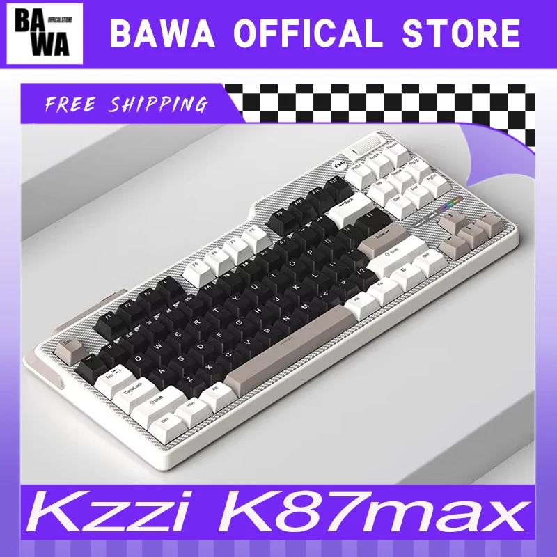 Kzzi K87max Mechanical Keyboard 3mode Gamer Wireless Keyboard 80% Layout RGB Hot Swap Keycaps Pbt Customise Pc Accessories Gifts