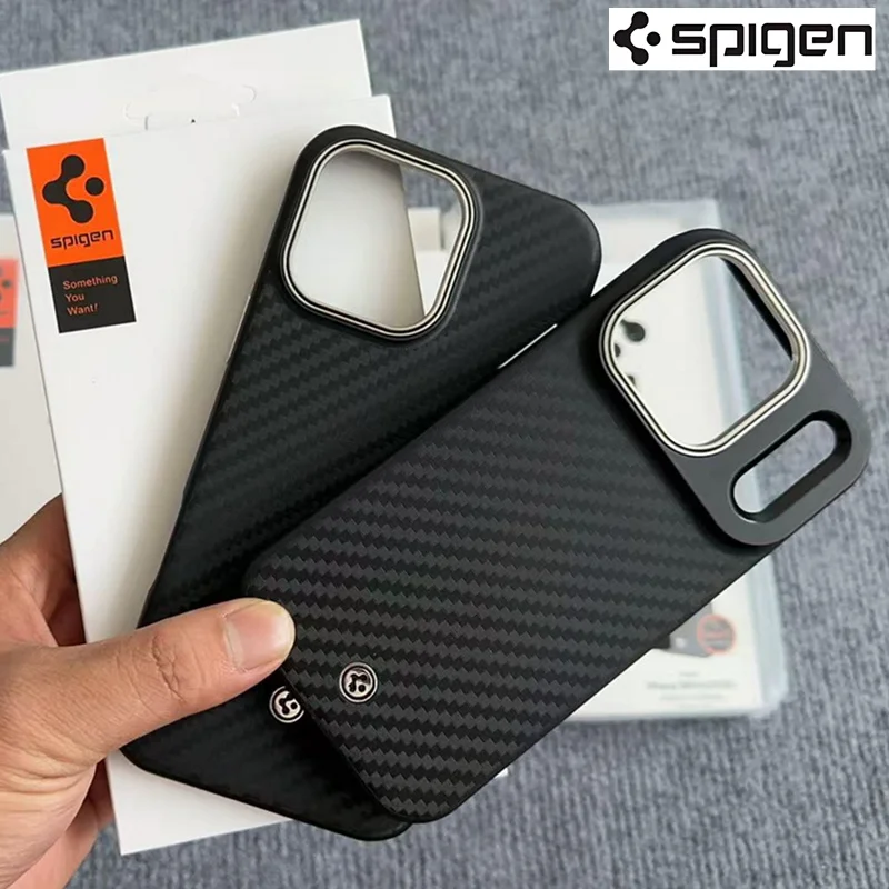 Image of Spigen Magnetische Hülle für iPhone Air 17 Pro Max, Fasermuster, Modische Handyhülle für iPhone 16 Pro Max mit Einzelhandelsverpackung.