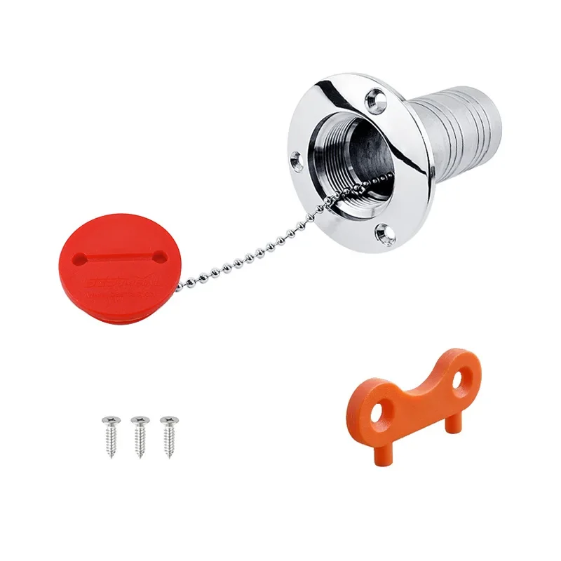 1Pc 38mm/1.5inch Stainless Steel Nylon Marine Boats Deck Fill Filler Key Cap Socket with Screws Yacht Caravans Camper Vans Truck