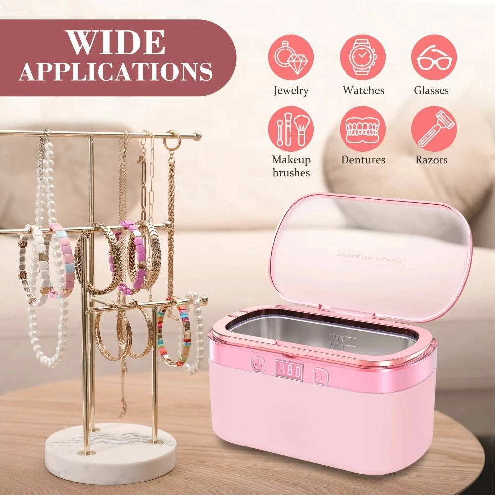 Ultrasonic Cleaner Glasses Ring Mini Ultrasonic Washing Cleaning Machine Household Portable Ultrasonic Jewelry Cleaner