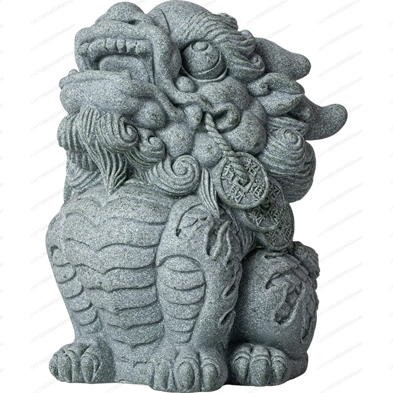 

Wind green sand stone tea pet tea table ornament high-end lucky Pixiu fish tank landscaping office home desktop decoration
