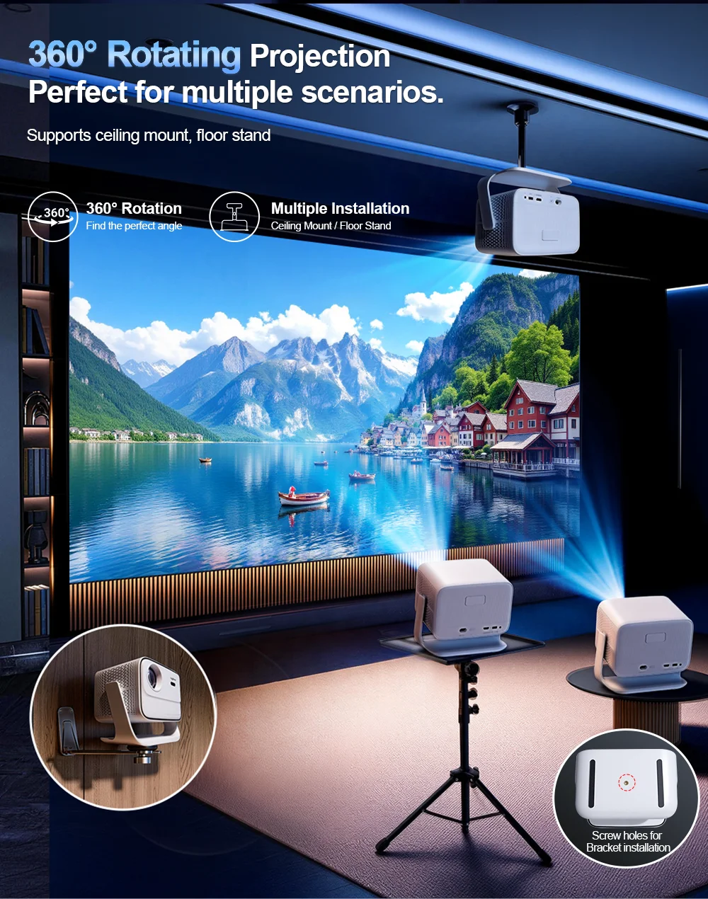 ThundeaL Full HD 1080P TD99Mini Tragbarer Smart-Beamer 4K Android WiFi LED TD99 Mini Heimkino-Bildprojektor – Detail 12