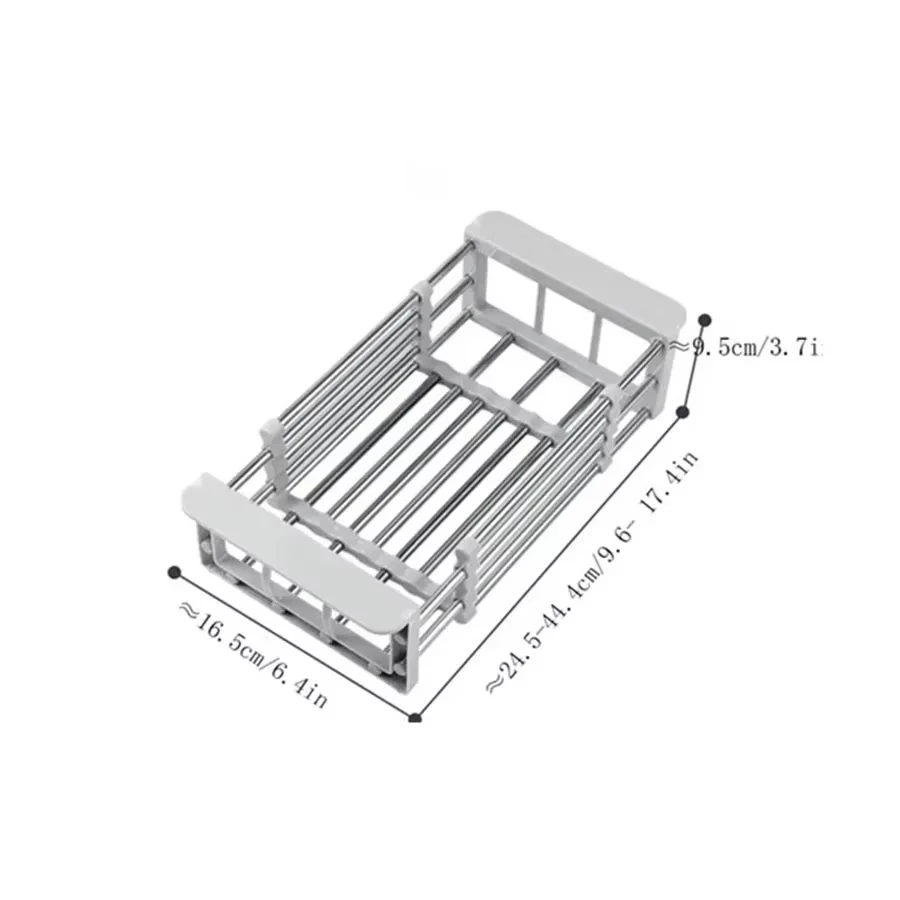 Kitchen Sink Drain Rack Stainless Steel Extendable Dish Drying Rack Drain basket Fruit Vegetable Washing Drainer Storage rack image 6