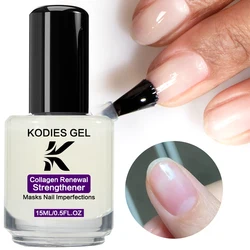 KODIES GEL Collagen Renewal Nail Strengthener 15ML Natural Dry keratin Protein Nail Polish Base Oil for Repair Thin Uneven Nails