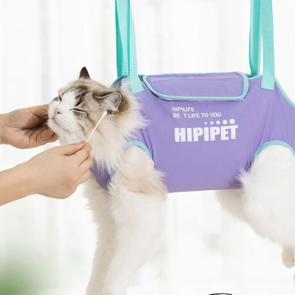 Thickened Pet Grooming Hammock Anti-Scratch Anti-Bite Cat Dog Beauty Hammock Hanging with 2 Hooks Auxiliary Washing Bag