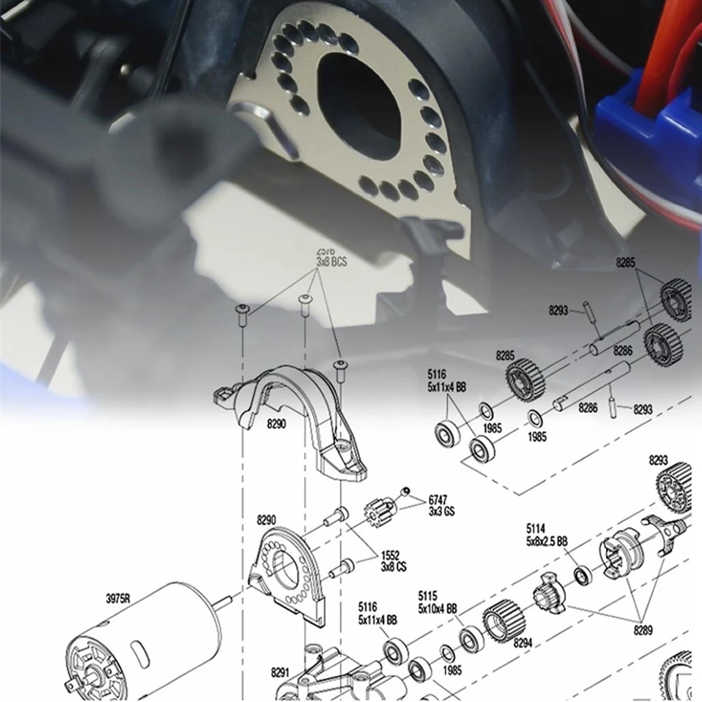 금속 모터 마운트 플레이트 8290, Traxxas TRX4 TRX-4 1/10 RC 크롤러 자동차 업그레이드 부품 액세서리, 4