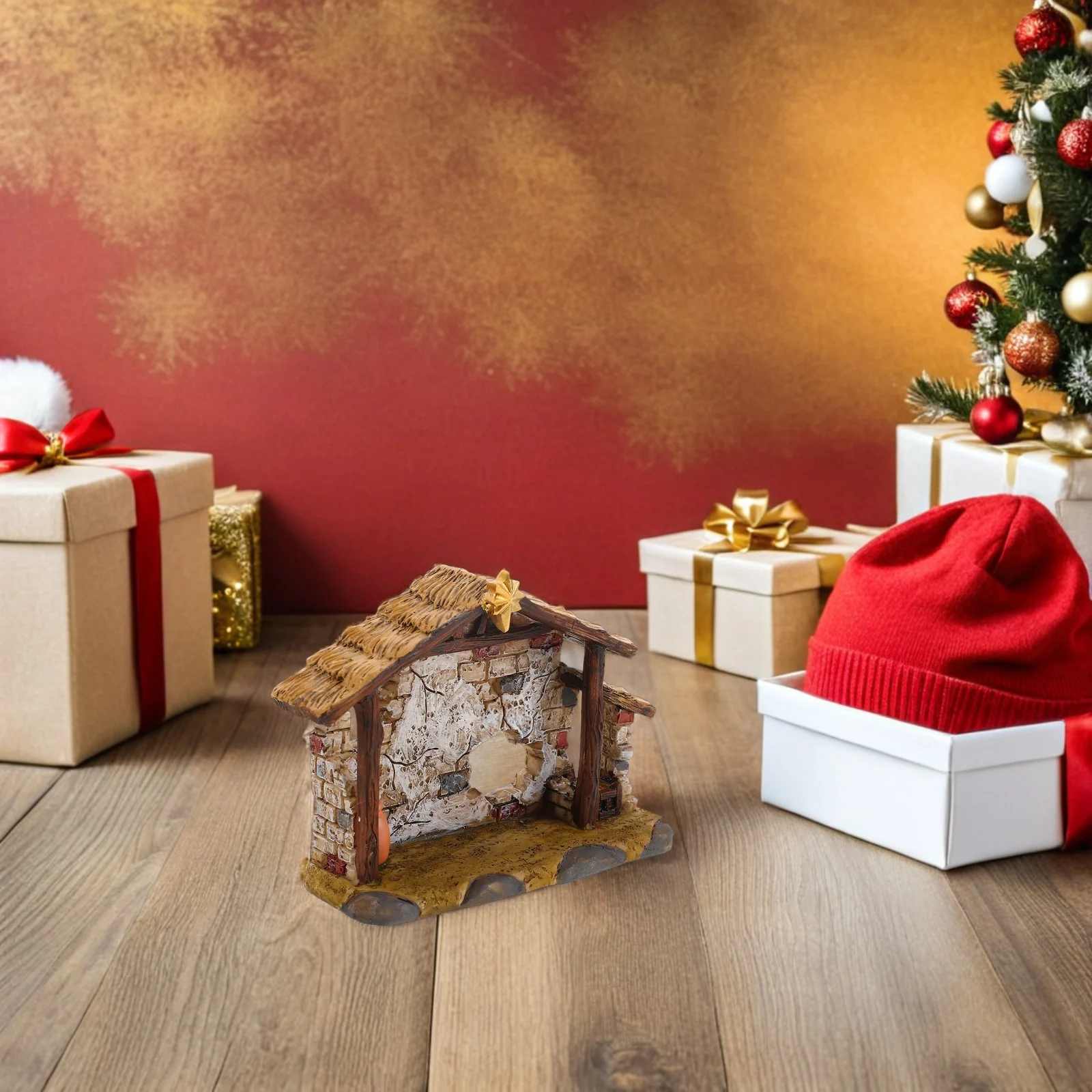 

Resin 8.5 Cm Nativity Scene Christmas Ornament Desktop Decoration Religious Present Xmas Tabletop Statue Gingerbread House