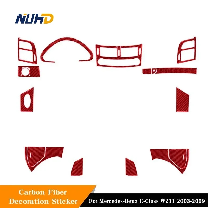 

For Mercedes-Benz E-Class W211 2003-2009 Red Carbon Fiber Car Interior Protector Patch All-car Decorative Stickers Trim Cover