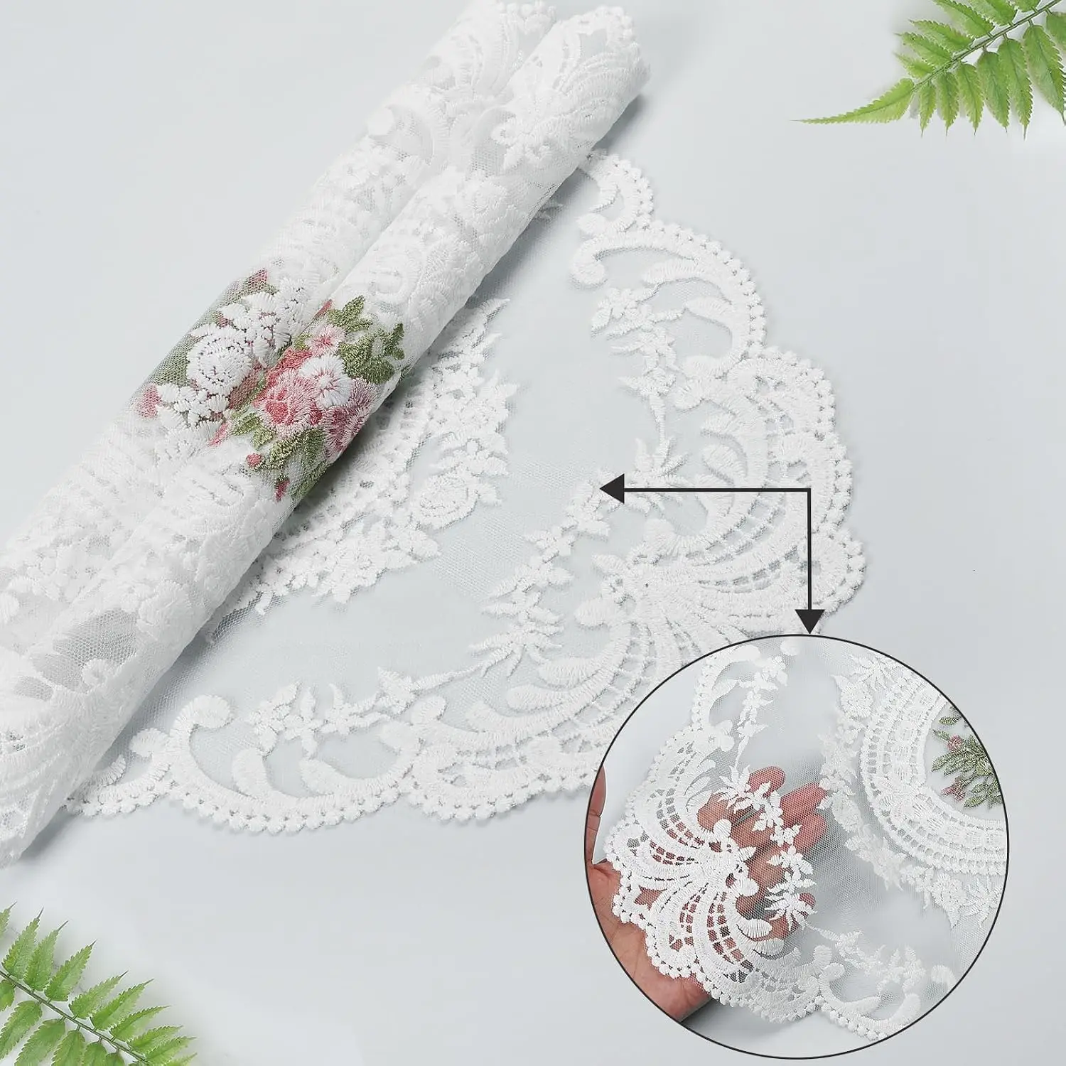 Set of 6 Lace Oval Placemats Vintage Floral Embroidered Washable Table Mats Retro French Crochet Doilies Cup Mat for Wedding