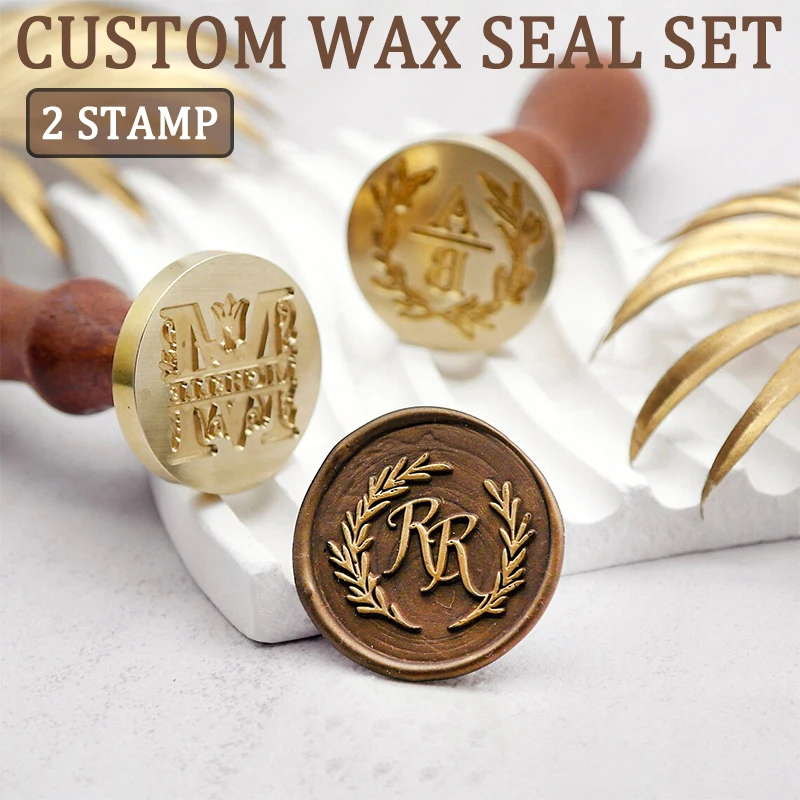 2pcs Vintage 26 Alphabets A-Z Initial Letter Wax Sealing Stamp and Logo Customize Sealing Wax Stamps Own Personality Logo Custom