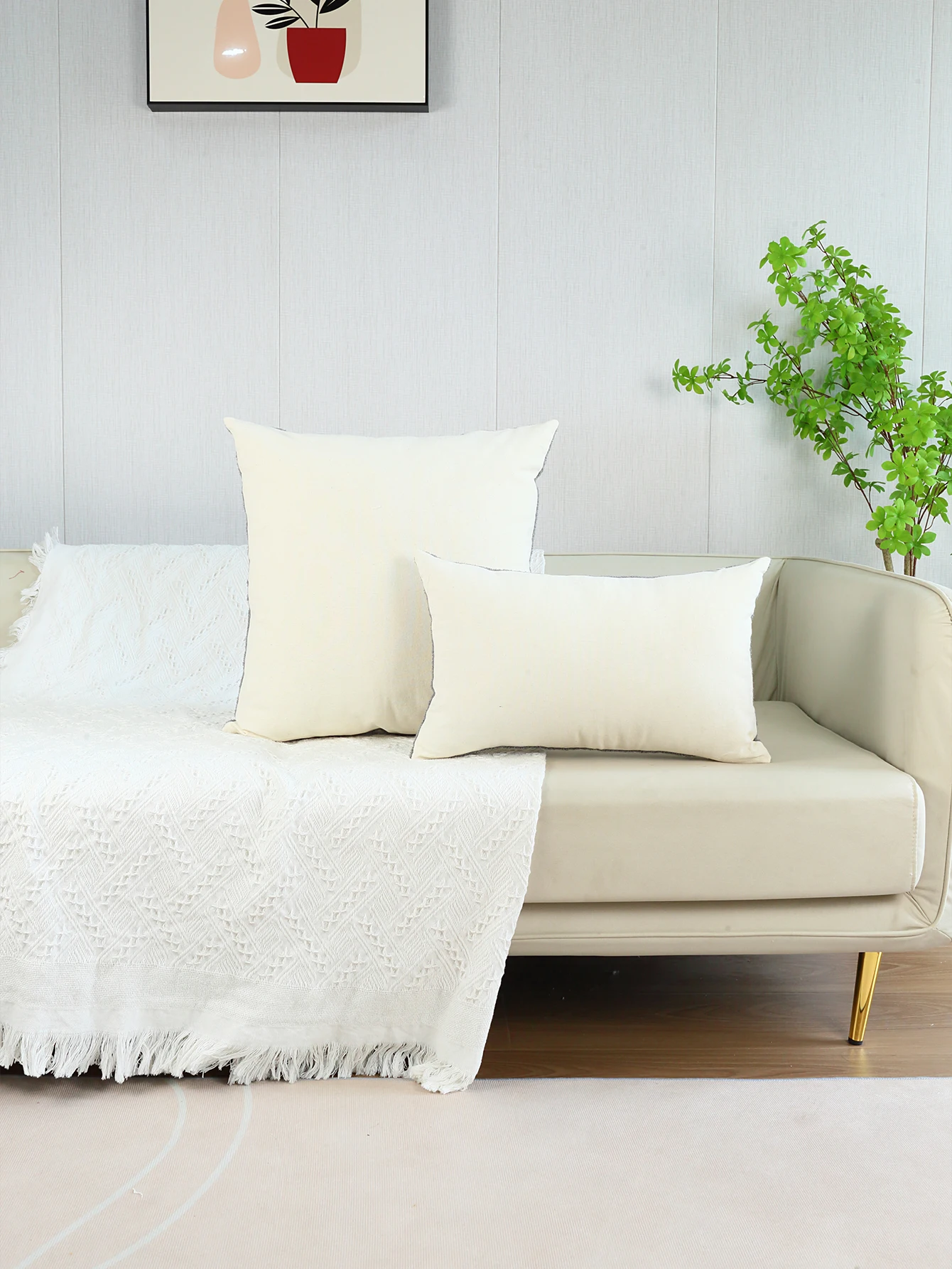 1pc, Geometric Towel Embroidery Cushion Throw Pillow Cover - Soft and Durable Canvas Cover for Home Decor