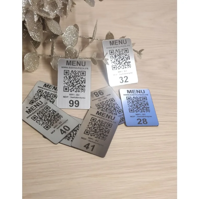 Custom Laser Engraved QR Code Table Tags - 70x50mm