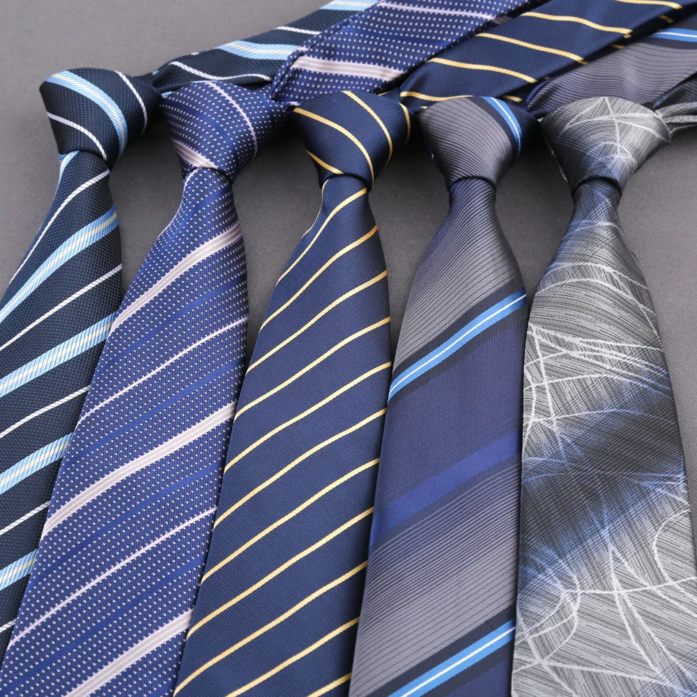 Nueva corbata de 8 cm con rayas jacquard para hombre, corbata clásica azul marino para negocios, bodas, fiestas, trajes, camisas, uso diario, accesorio, regalo.