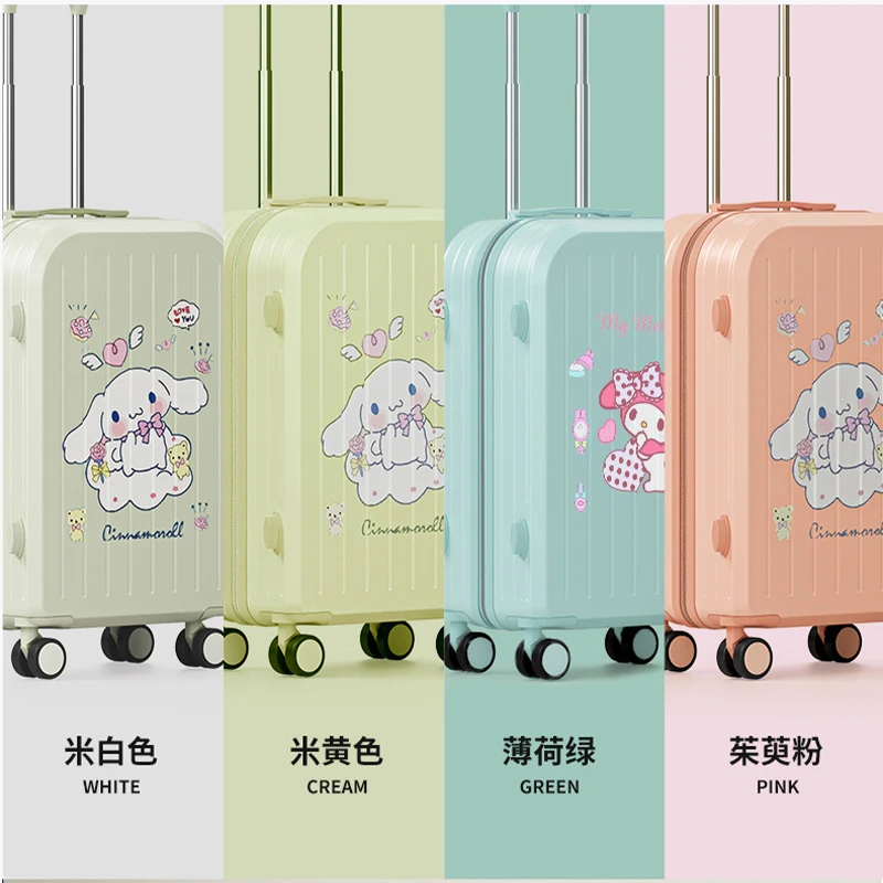 Anime Cinnamoroll Usb Charging Port 20 22 24 Inch Trolley Case Sanrio Kawaii Kuromi Cup Holder Hook Up Suitcase Student Travel