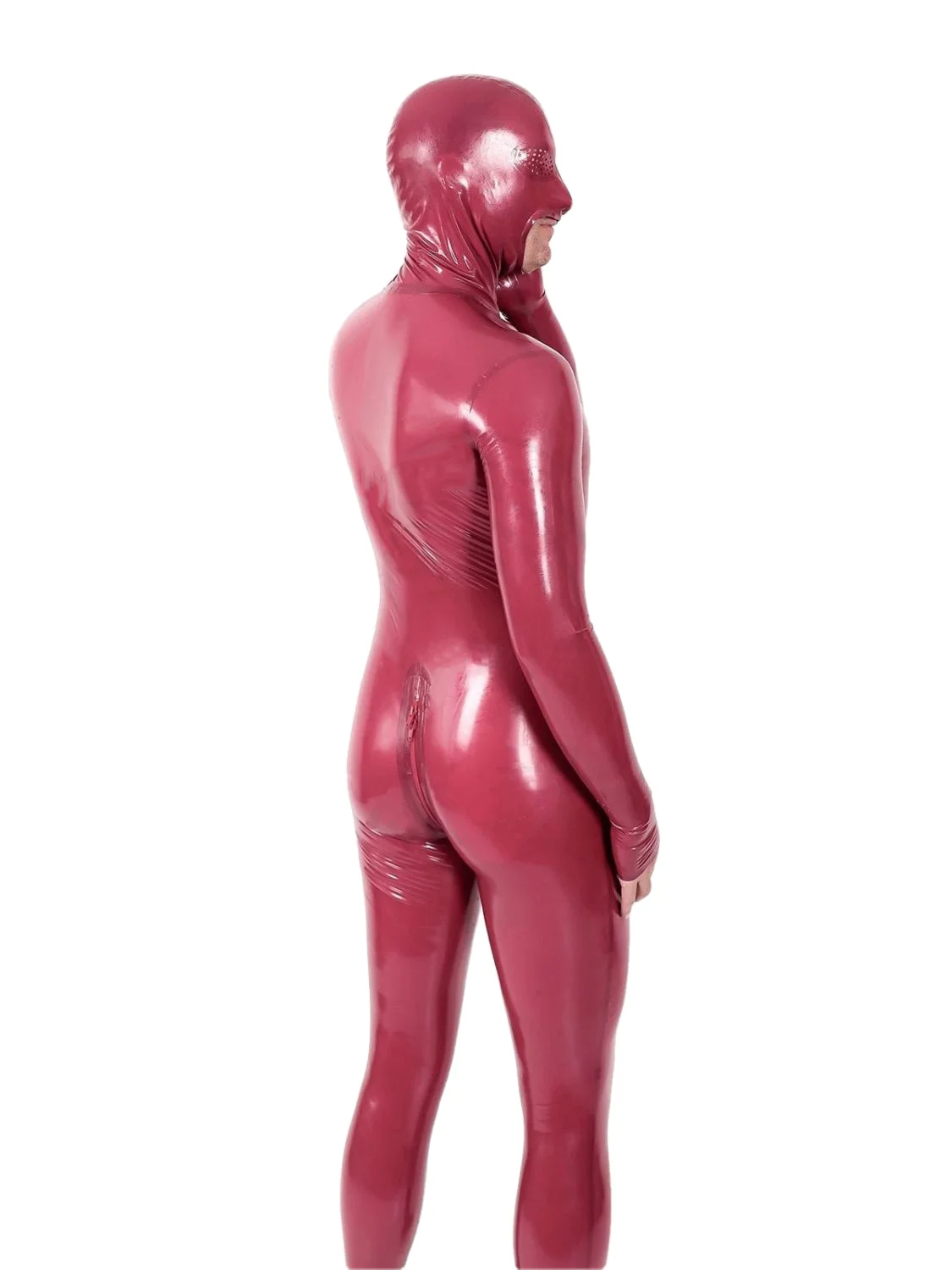 

Men's Latex Jumpsuit with Condom Full Rubber Cat Suit Back Zipper