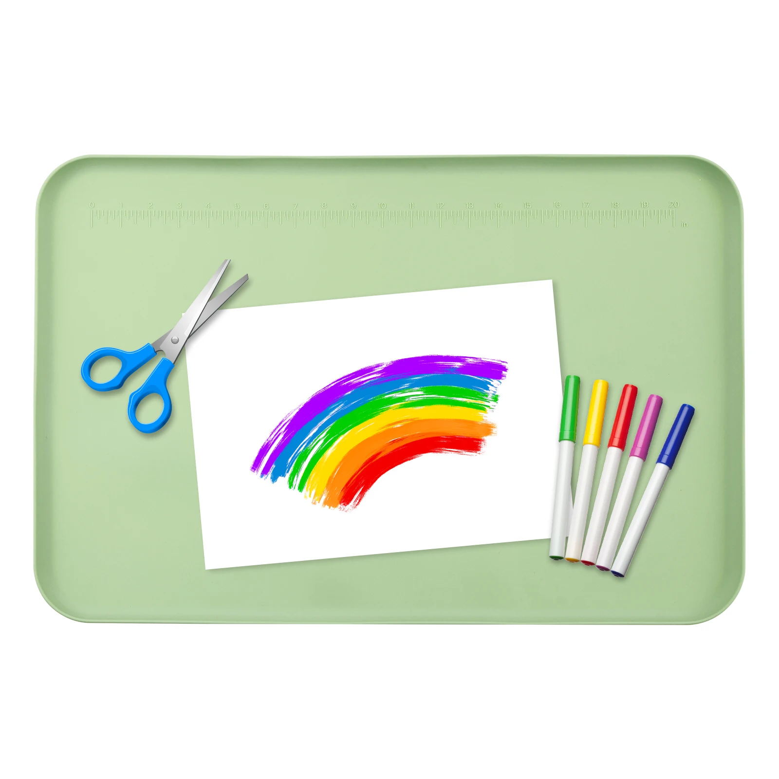 

Silicone Craft Mats for Kids Reusable Silicone Art Mat with Raised Lip Non Slip Painting Pad for Crafts Drawing Clay Resin