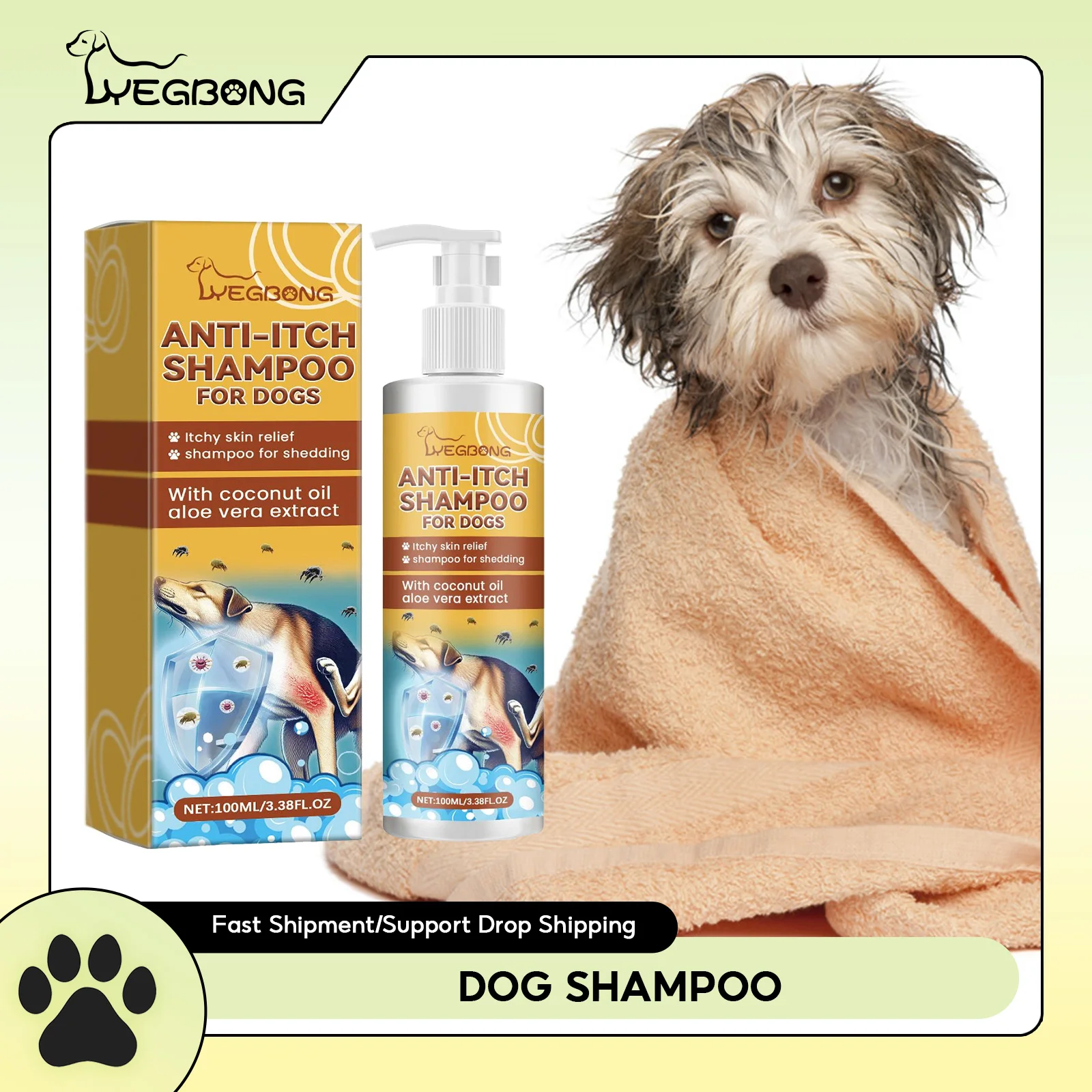 

Dog Shampoo Conditioner Moisturizing for Sensitive Skin PH Balanced Anti Itching Flea Killer Dirt Mite Removal Pet Cleaning Foam