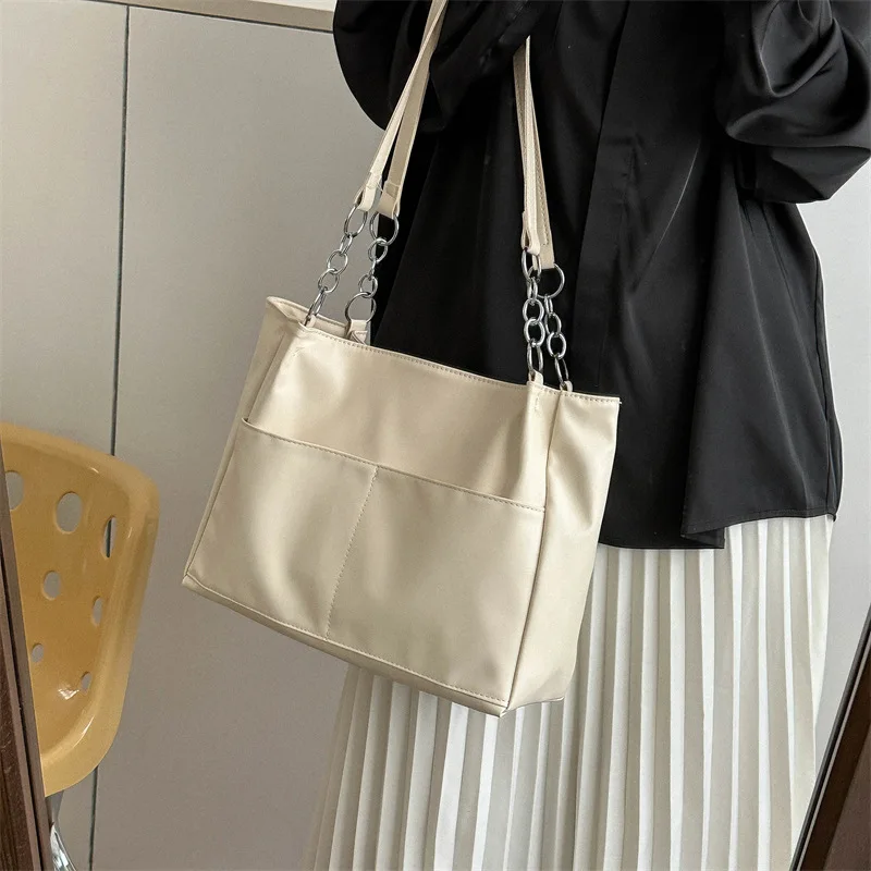 Shoulder Side Bags for Women Vintage Solid Color Simple Large Capacity Big PU Leather The Latest Handbags Travel Totes