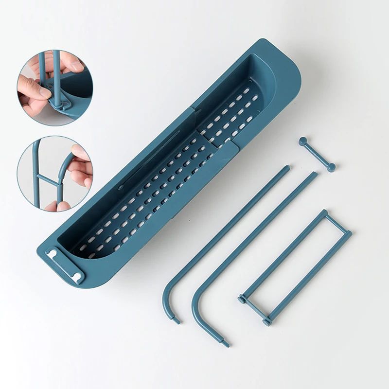 2024 Newest Kitchen Adjustable Storage Rack Drain Racks Telescopic Sink Rack Holder Expandable Storage Drain Basket for Home