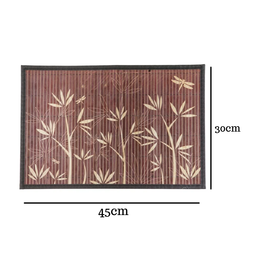 Jogo Americano Bambu Jantar 45x30cm 4Pçs Marrom Floral