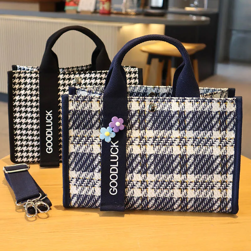 Japan fashion Stripe Handbag Waterproof Canvas Large Capaci Tote Bag A4 File Cloth Bag Versatile Casual Shoulder Women's Bag