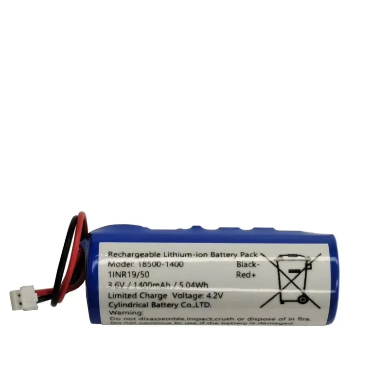 18500-1400 3.6v 1400mAh 5.04Wh Rechargeable Lithium Battery Pack