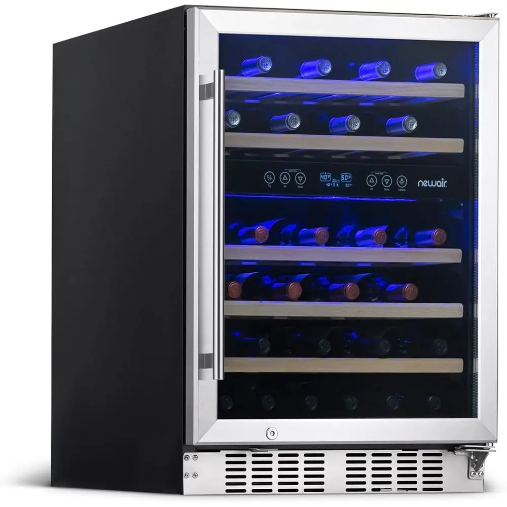 

Винный холодильник на 24 бутылки с двумя температурными зонами, стеклянной дверцей, цифровым управлением и бесшумным компрессорным охлаждением, из нержавеющей стали