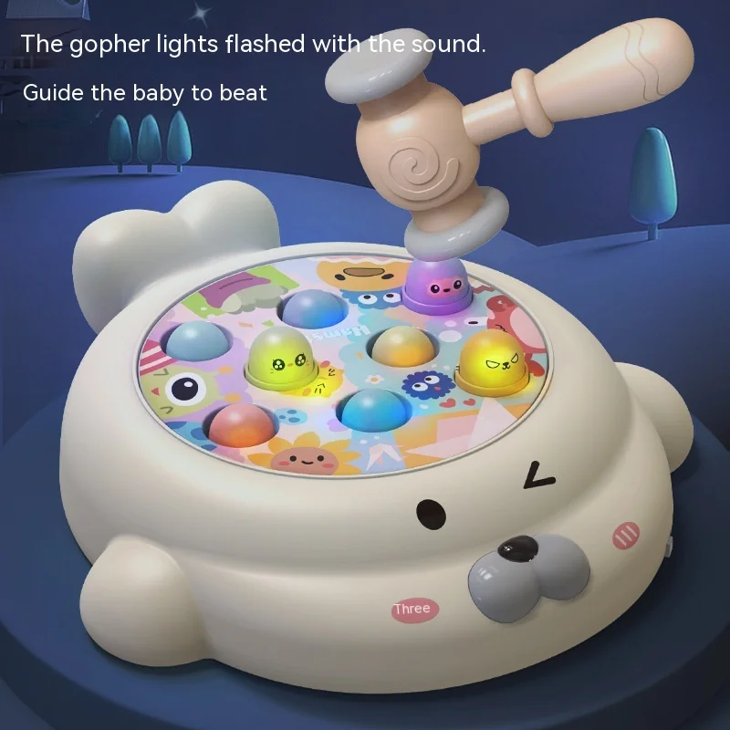 New Children's Groundhog Toy Electric Music Cartoon Double Hammer Large Knocking Game Machine Baby Exercise Interactive Toy