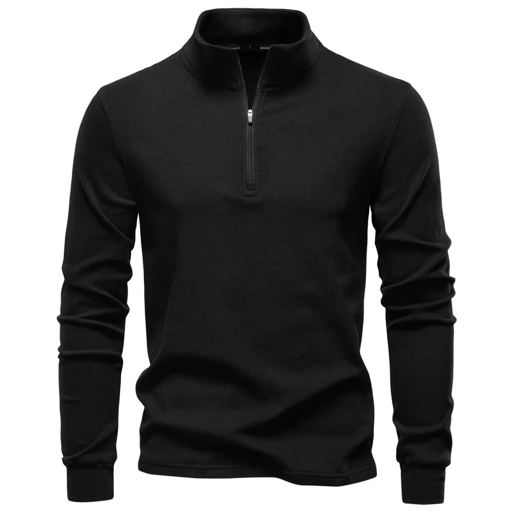 Sweat-shirt à manches longues pour hommes, col montant, demi-fermeture éclair, coque souple, respirant, chaud, pull décontracté, veste Streetwear, nouvelle collection 2025 ‌