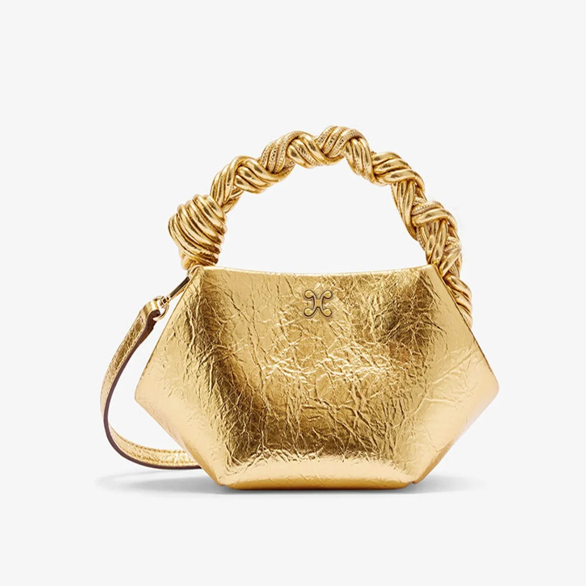 New niche design premium handbag gold woven hexagonal shoulder messenger bag women's bag