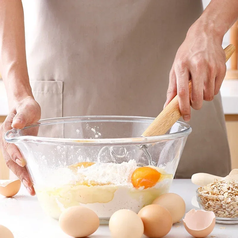 Dough Whisk Large Wood Handle Danish Whisk Bread Dough Hand Mixer Kitchen Whisk Mixer Manual Egg Beater Baking Tools Accessories