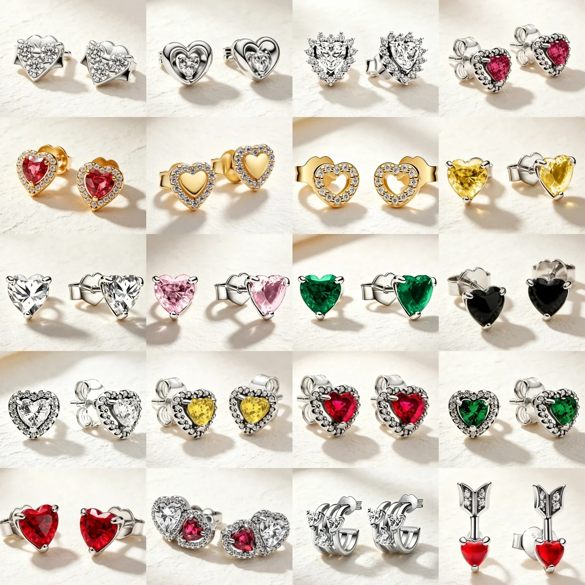 Fashionable New 925 Silver Colored Zircon Heart-Shaped Earrings, Suitable For European Women's Exquisite High-Quality Jewelry