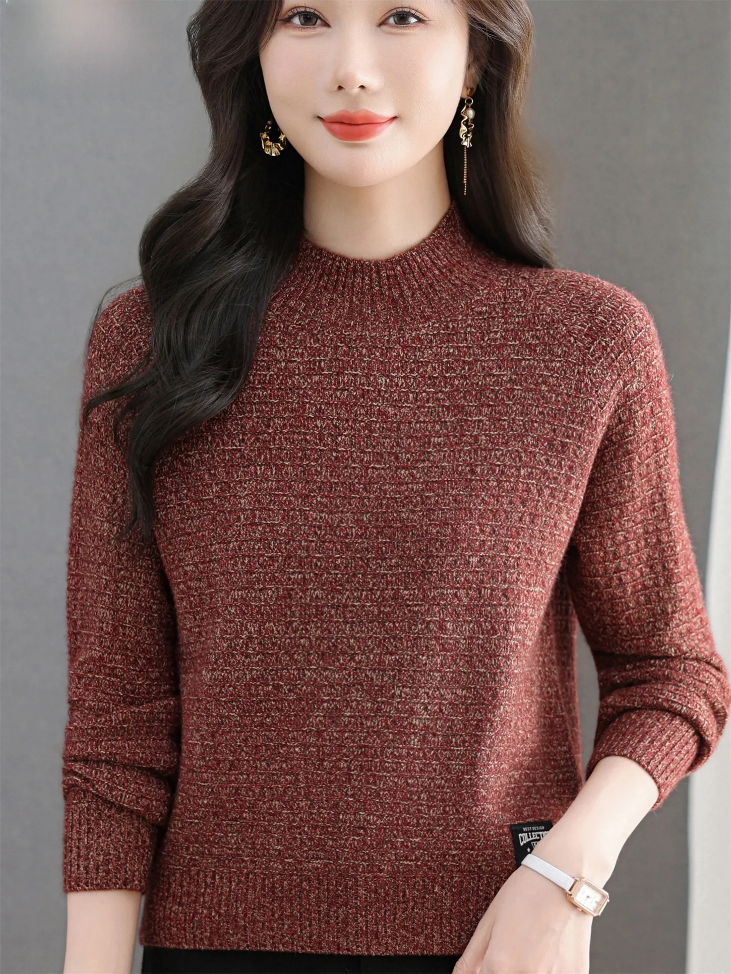 

plus Size Knitted Wool Sweater Slimming Base irt Casual Thiened Loose Fit Autumn Winter New Sle for Middle-Aged And Eld...