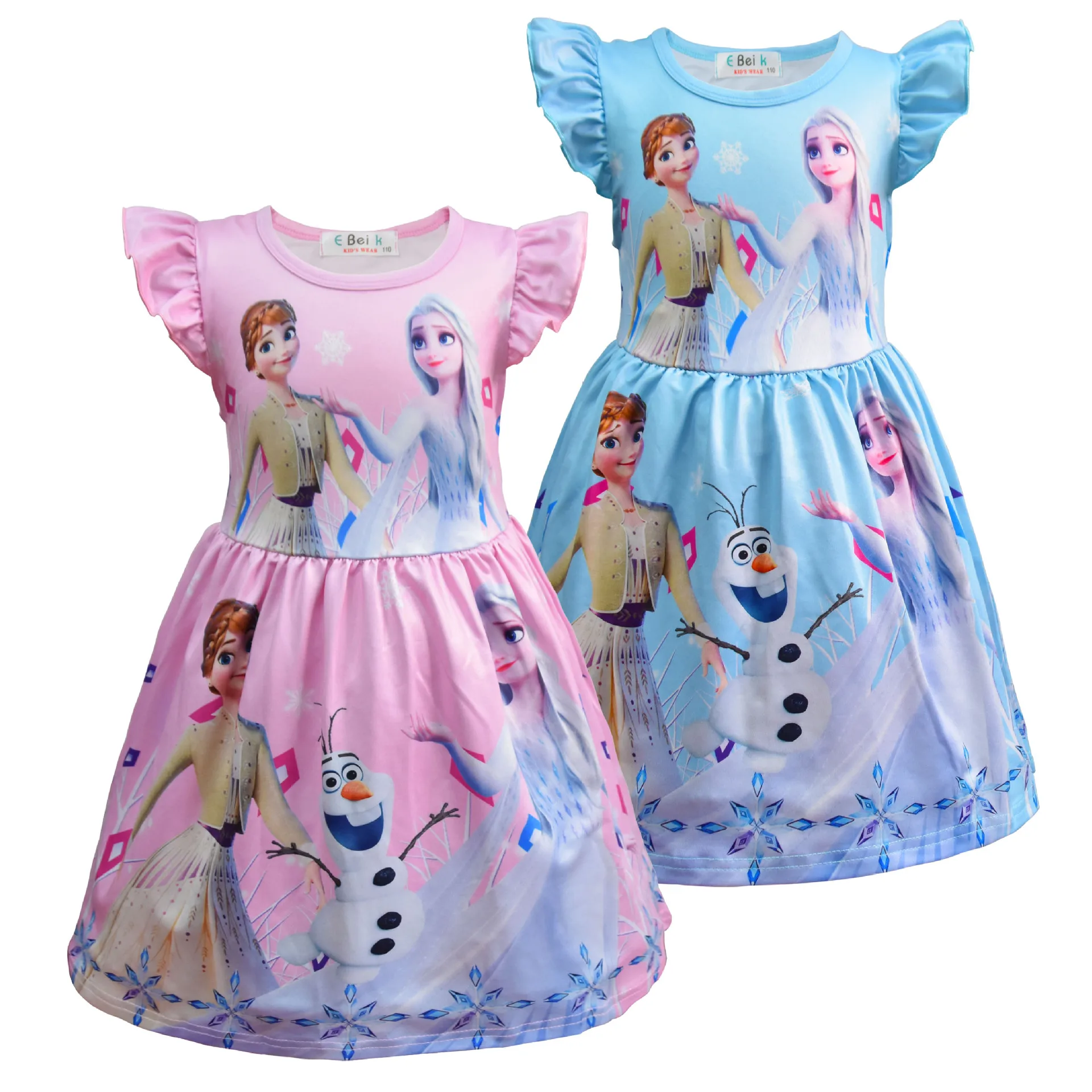 Disney Cartoon Frozen 2 Costume Elsa Anna Princess Dress Kids Dresses for Girls Flying Sleeve Girls Dress Cosplay Party Skirt