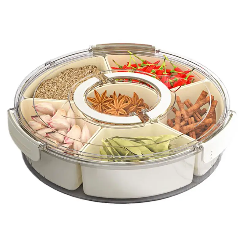 

Snack Serving Tray With Lid 6 Compartments Snack Divided Tray Dry Fruit Snack Box Transparent Kitchen Food Container For Party