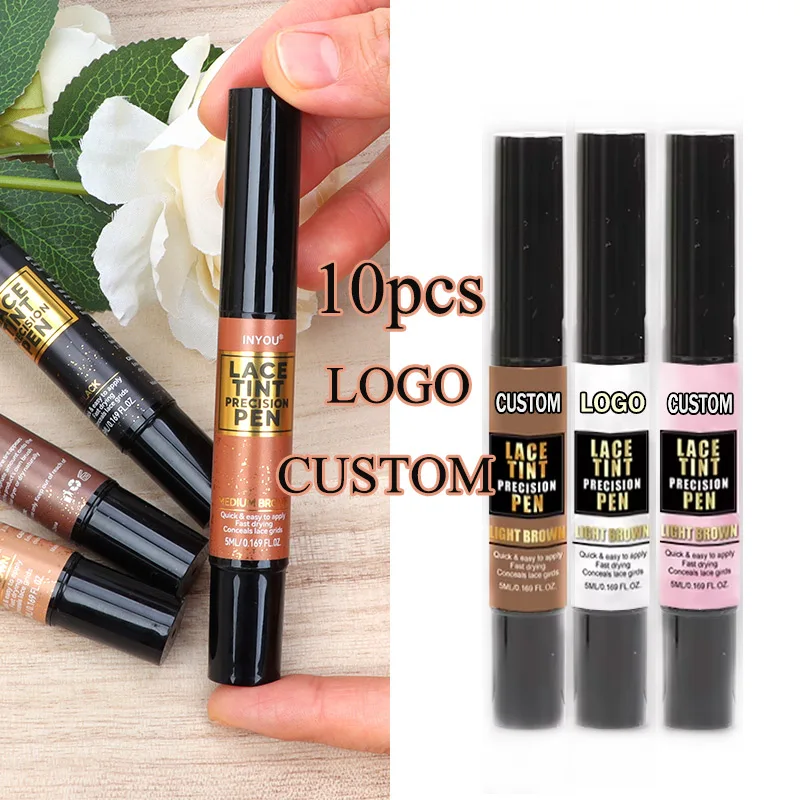 Personal Logo Custom Lace Tint Pen 5ml 10Pcs Tinted Lace Precison Parting Pen Black Brown Natural Blends Lace Tinting Pen