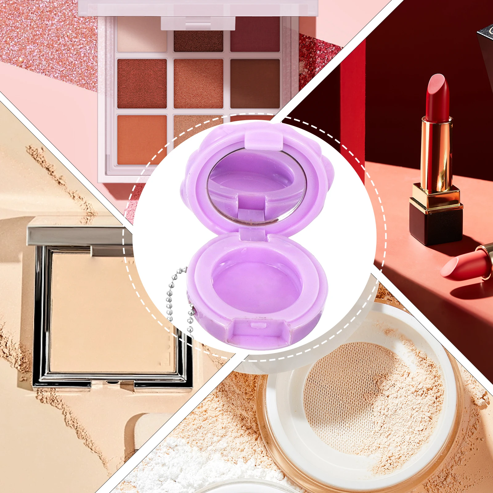 

4Pcs Sample Cases Empty Powder Holder Small Jar for Travel Lip Balm Lipstick Eyeshadow Filling Durable Plastic