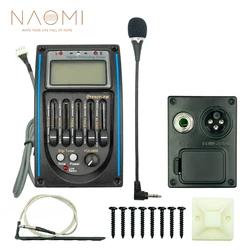 NAOMI 5 Band Acoustic Guitar EQ Preamp Prener-PM 5-Band EQ Equalizer Pickup Tuner LCD W/ Microphone