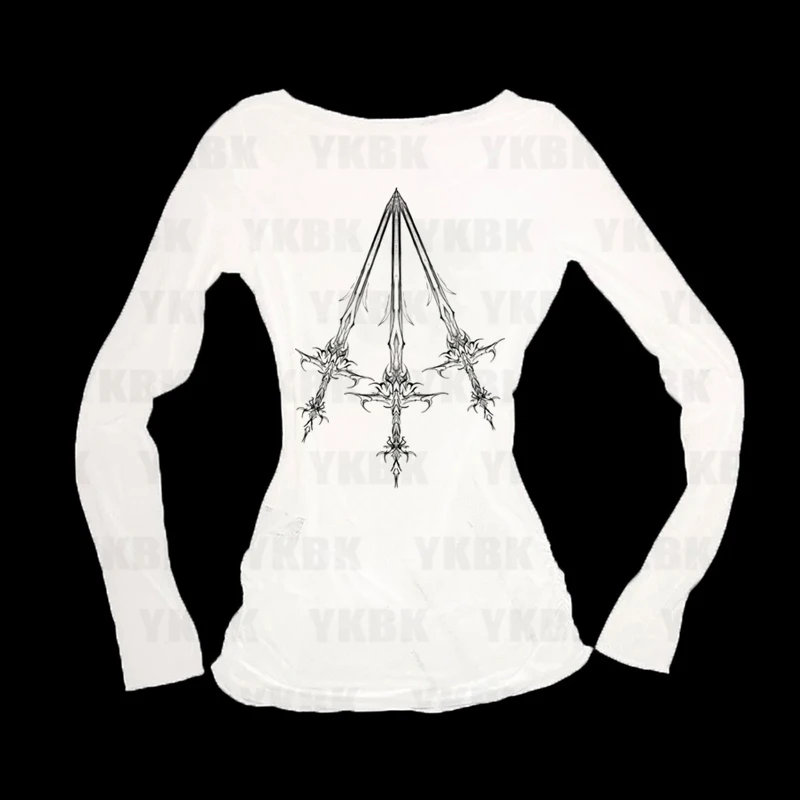 

Cute Girls Casual Baby Tank Harajuku Print Anime Long Sleeve Street Slim Tops Vintage Y2k Women 90s T-Shirt Loose Aesthetic