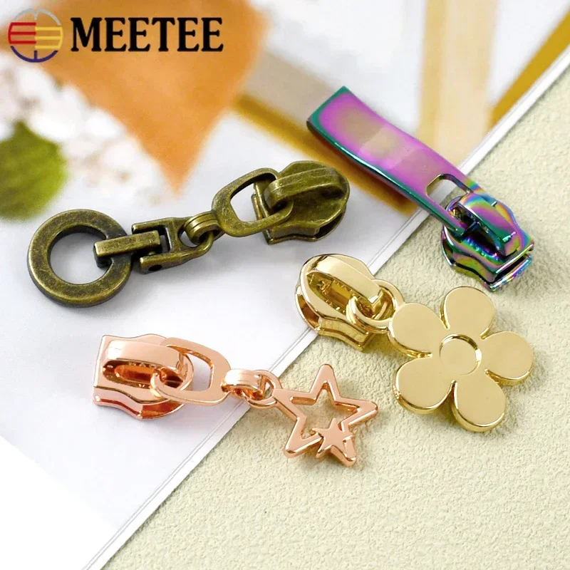 10/20/30Pcs 5# Meetee Zipper Puller Slider for Zippers Bag Coat Nylon Zip Closure Purse Zips Pull Head Repair Sewing Accessories